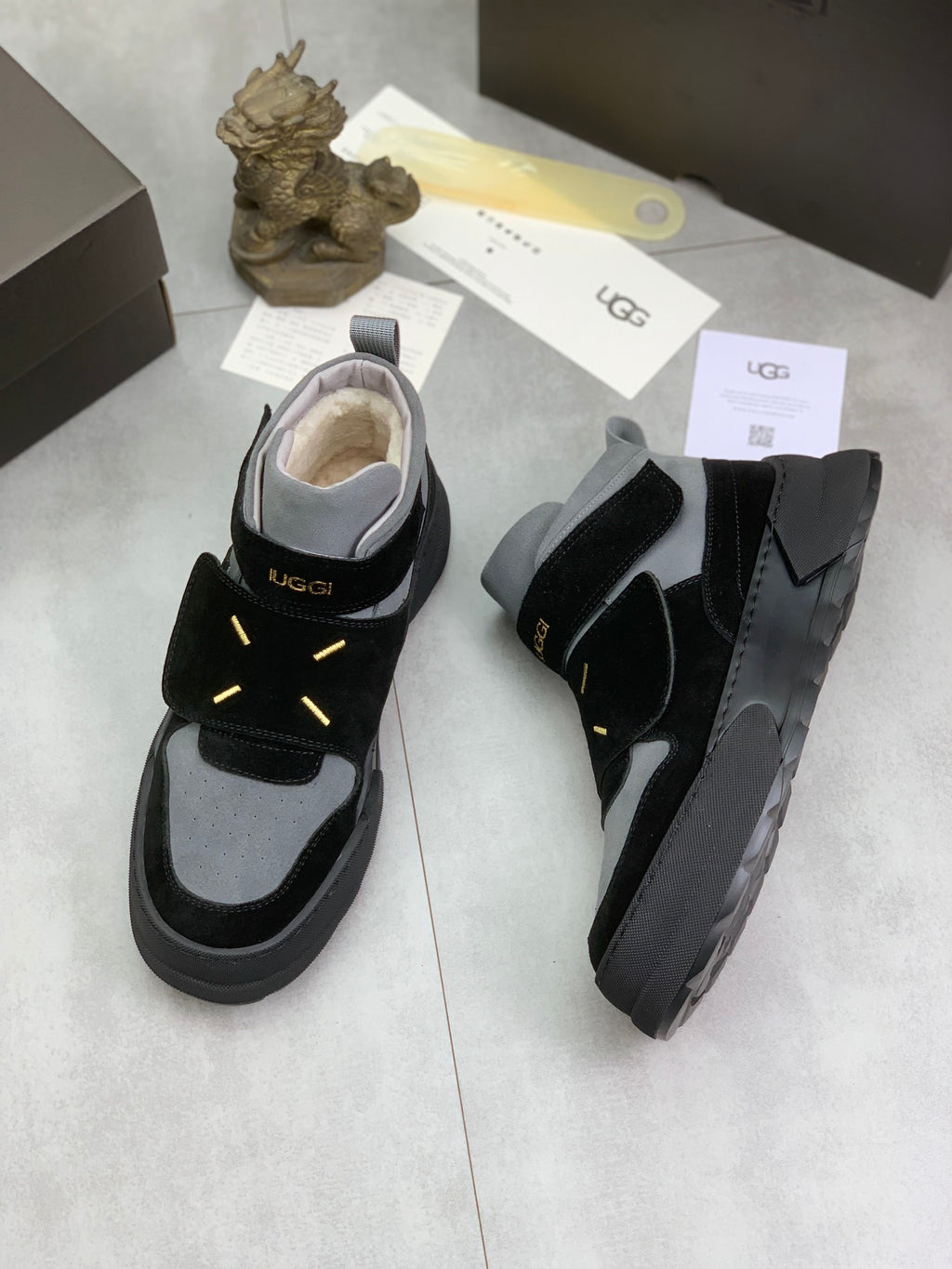 UGG Strap High-Top Sneakers - Black & Grey