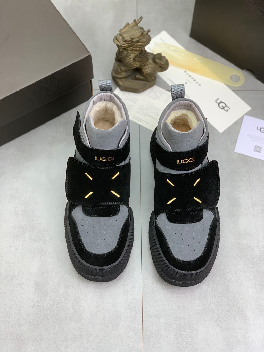 UGG Strap High-Top Sneakers - Black & Grey
