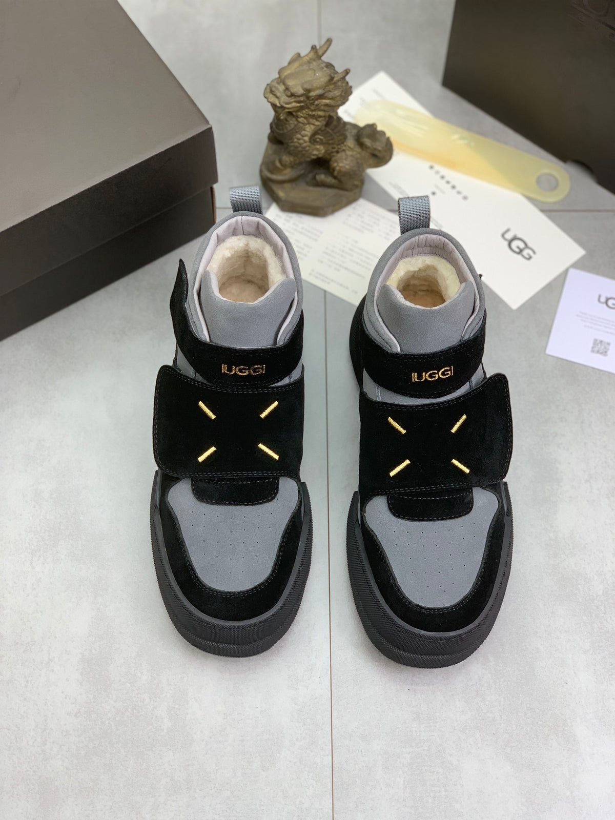 UGG Strap High-Top Sneakers - Black & Grey
