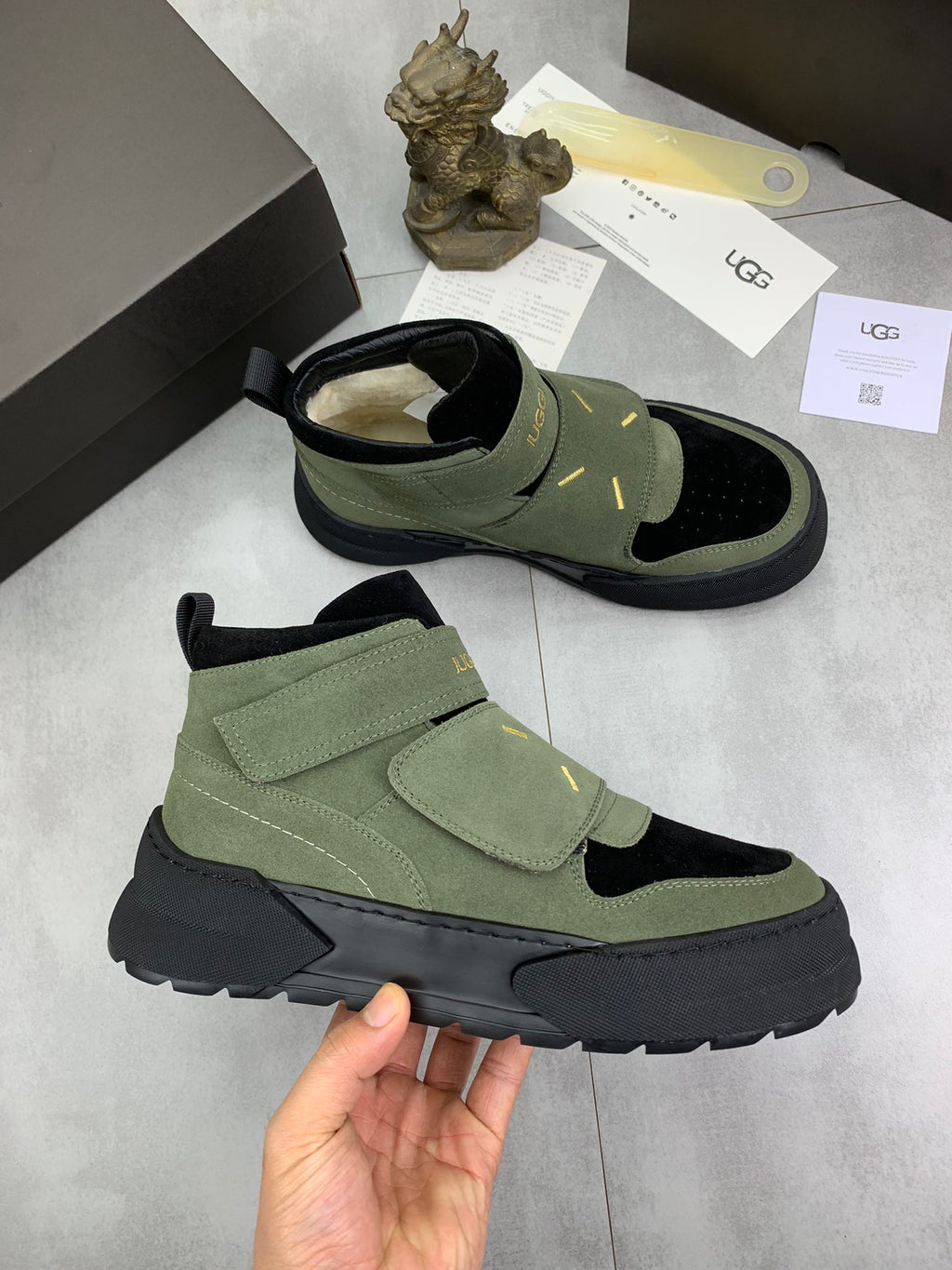 UGG Strap High-Top Sneakers - Olive & Black