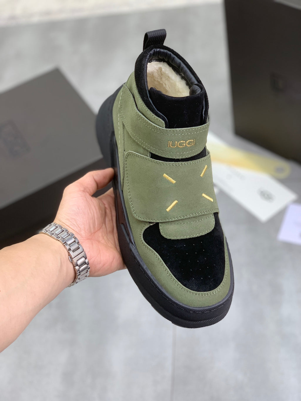 UGG Strap High-Top Sneakers - Olive & Black