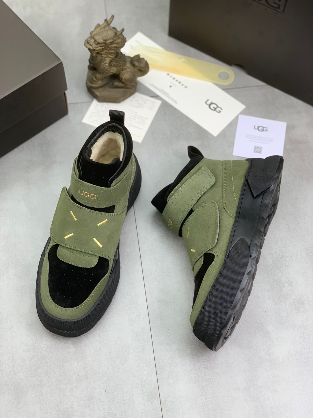 UGG Strap High-Top Sneakers - Olive & Black