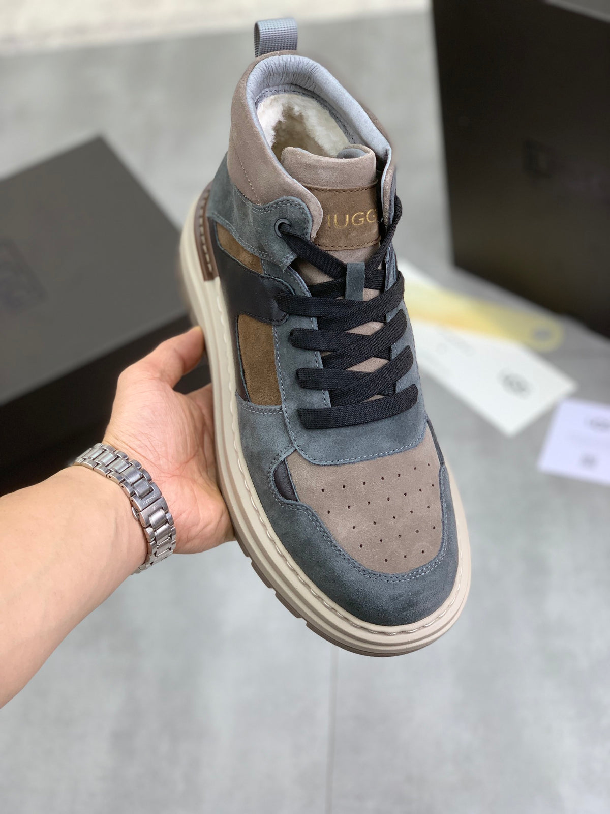 UGG Colorblock High-Top Sneakers - Slate Blue & Taupe