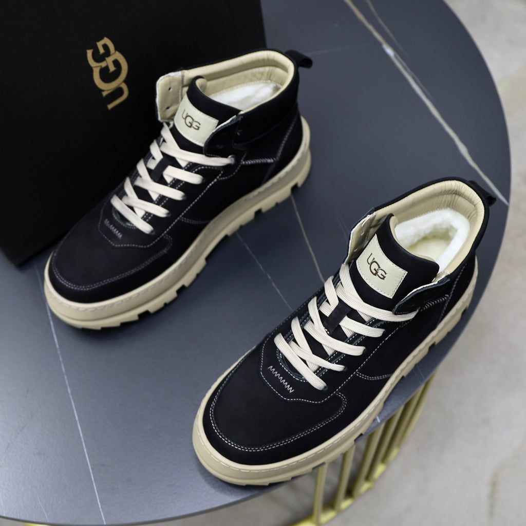 UGG Black High-Top Sneakers with Cream Lug Sole