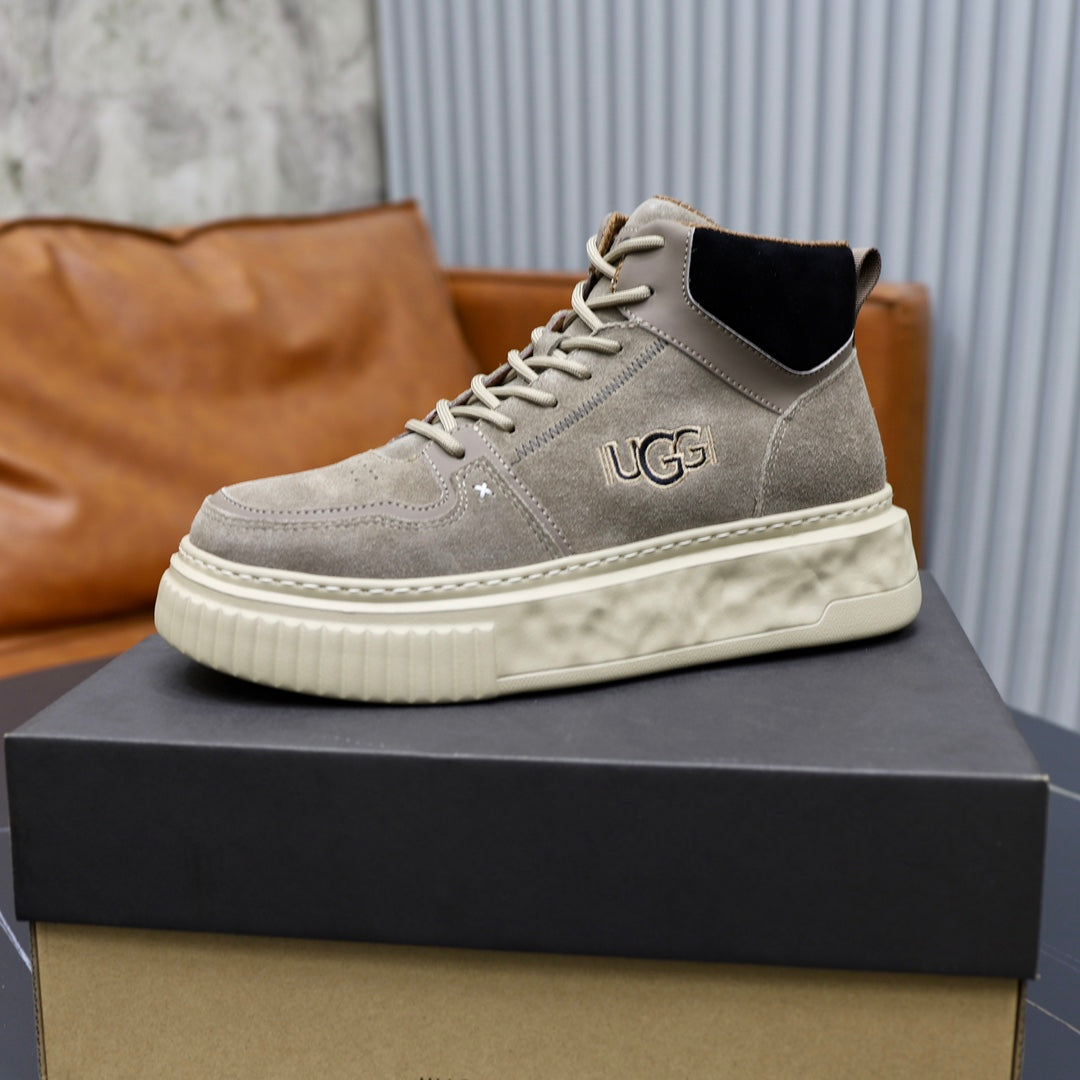 UGG Gray High-Top Sneakers with Marbled Cream Sole