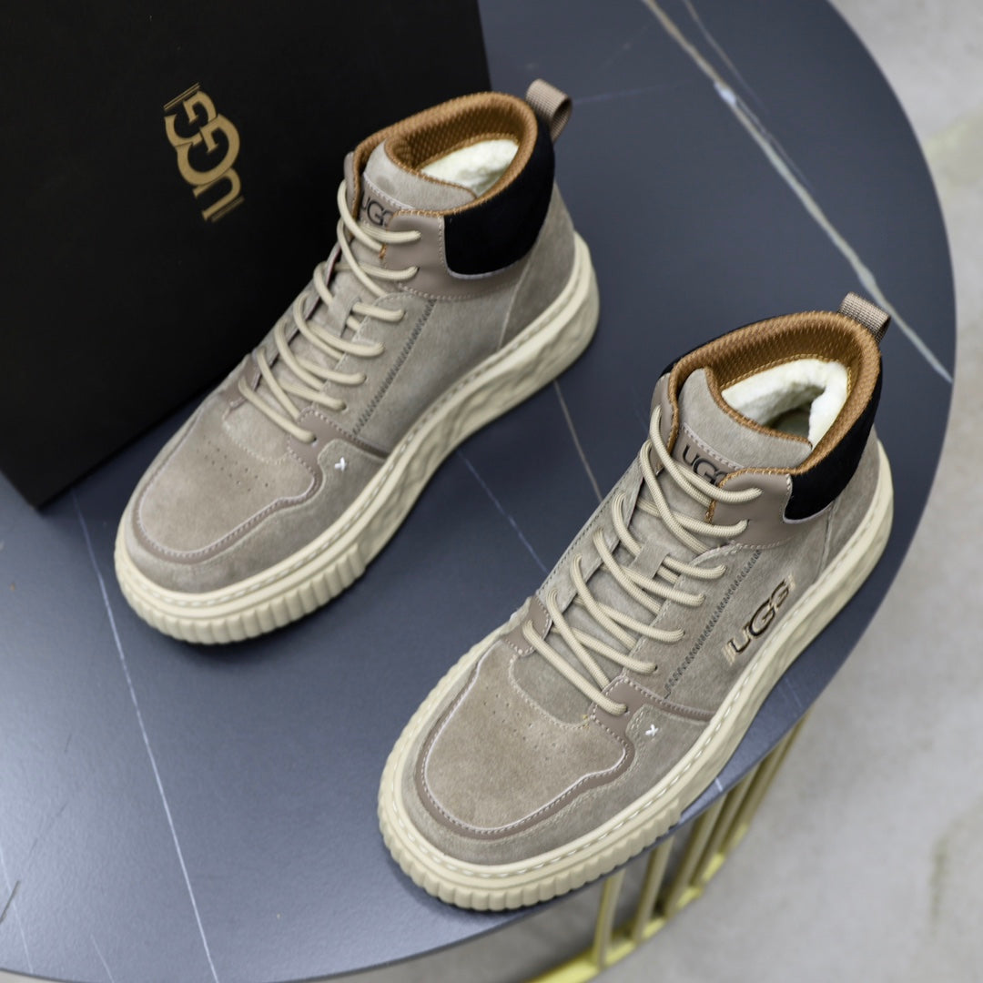 UGG Gray High-Top Sneakers with Marbled Cream Sole