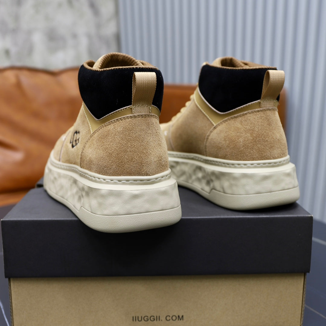 UGG Sand High-Top Sneakers with Marbled Cream Sole