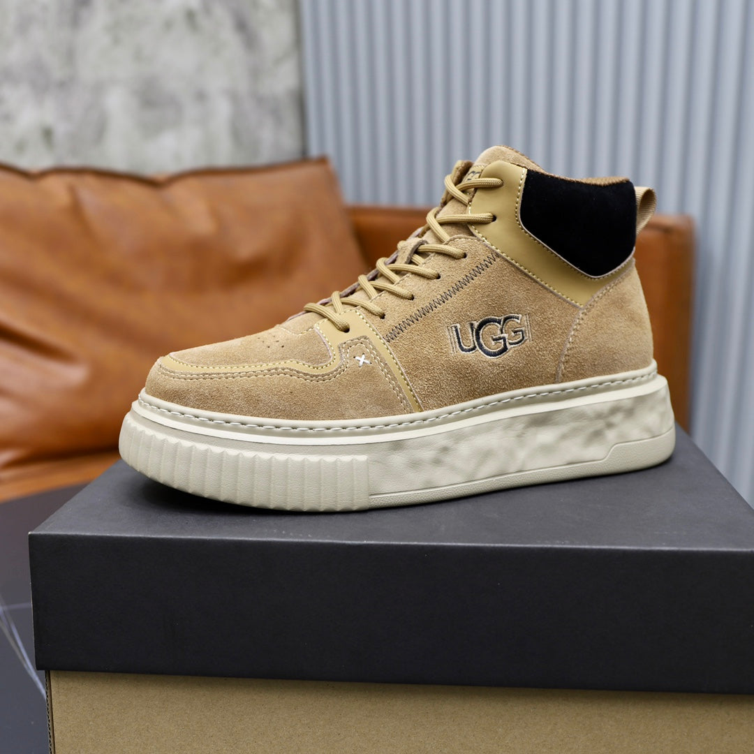 UGG Sand High-Top Sneakers with Marbled Cream Sole