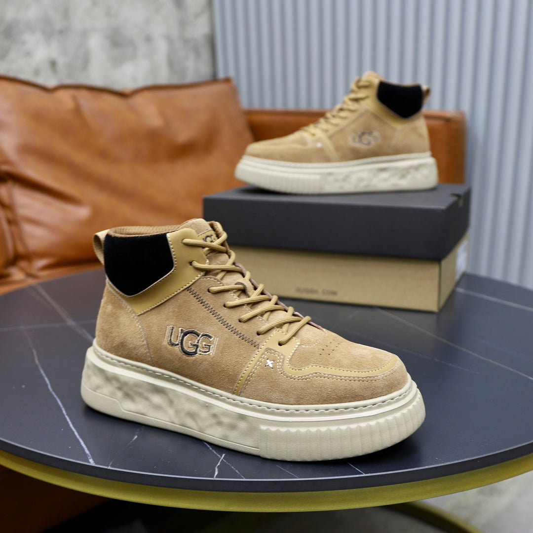 UGG Sand High-Top Sneakers with Marbled Cream Sole