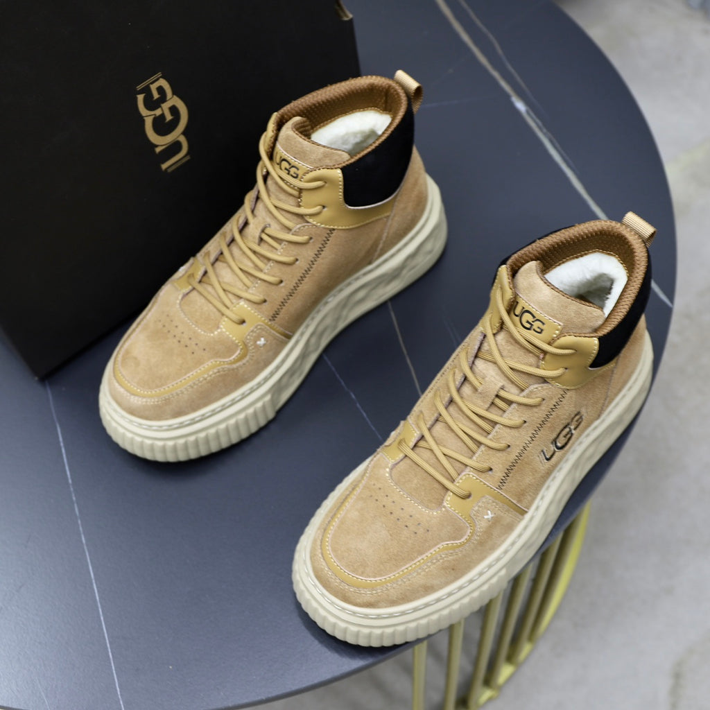 UGG Sand High-Top Sneakers with Marbled Cream Sole