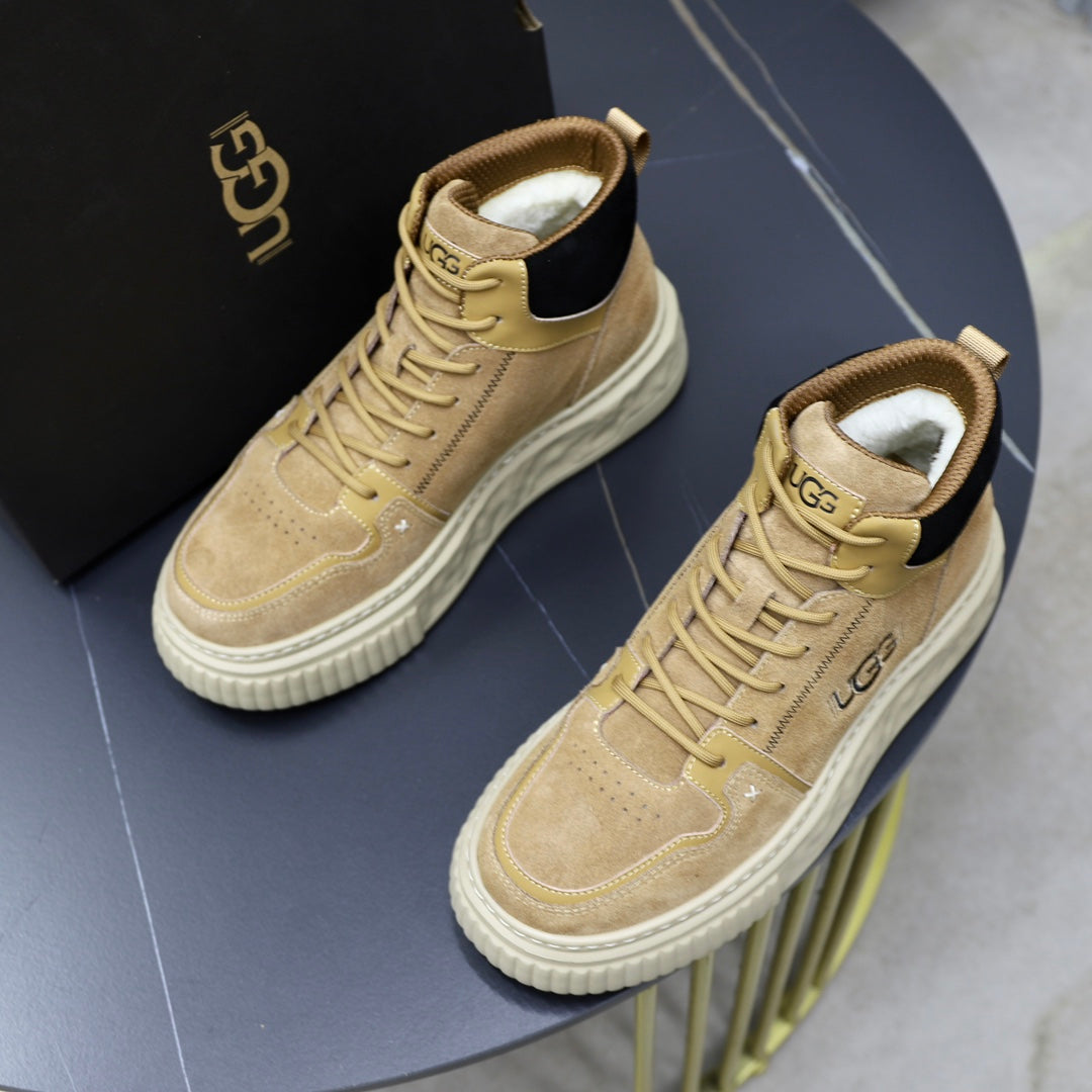 UGG Sand High-Top Sneakers with Marbled Cream Sole