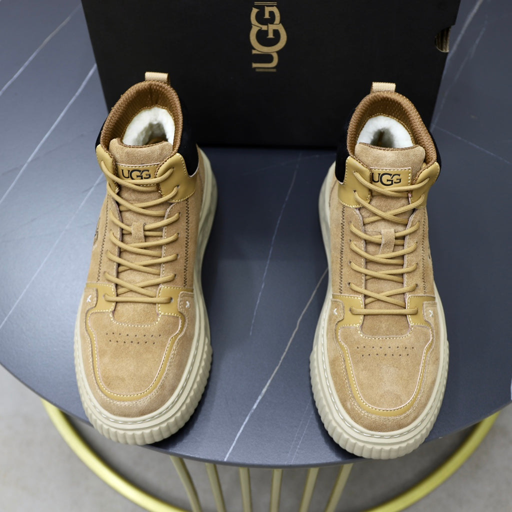UGG Sand High-Top Sneakers with Marbled Cream Sole