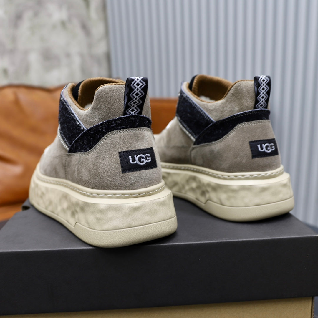 UGG Taupe High-Top Sneakers with Black Contrast Panels
