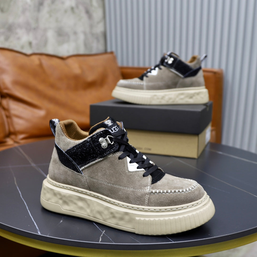 UGG Taupe High-Top Sneakers with Black Contrast Panels