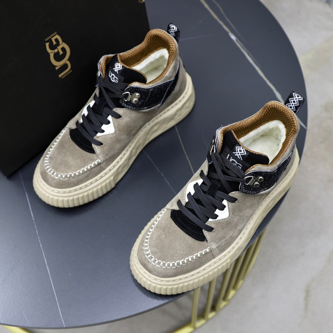 UGG Taupe High-Top Sneakers with Black Contrast Panels
