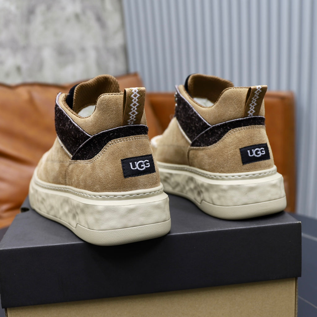 UGG Sand High-Top Sneakers with Black Contrast Panels