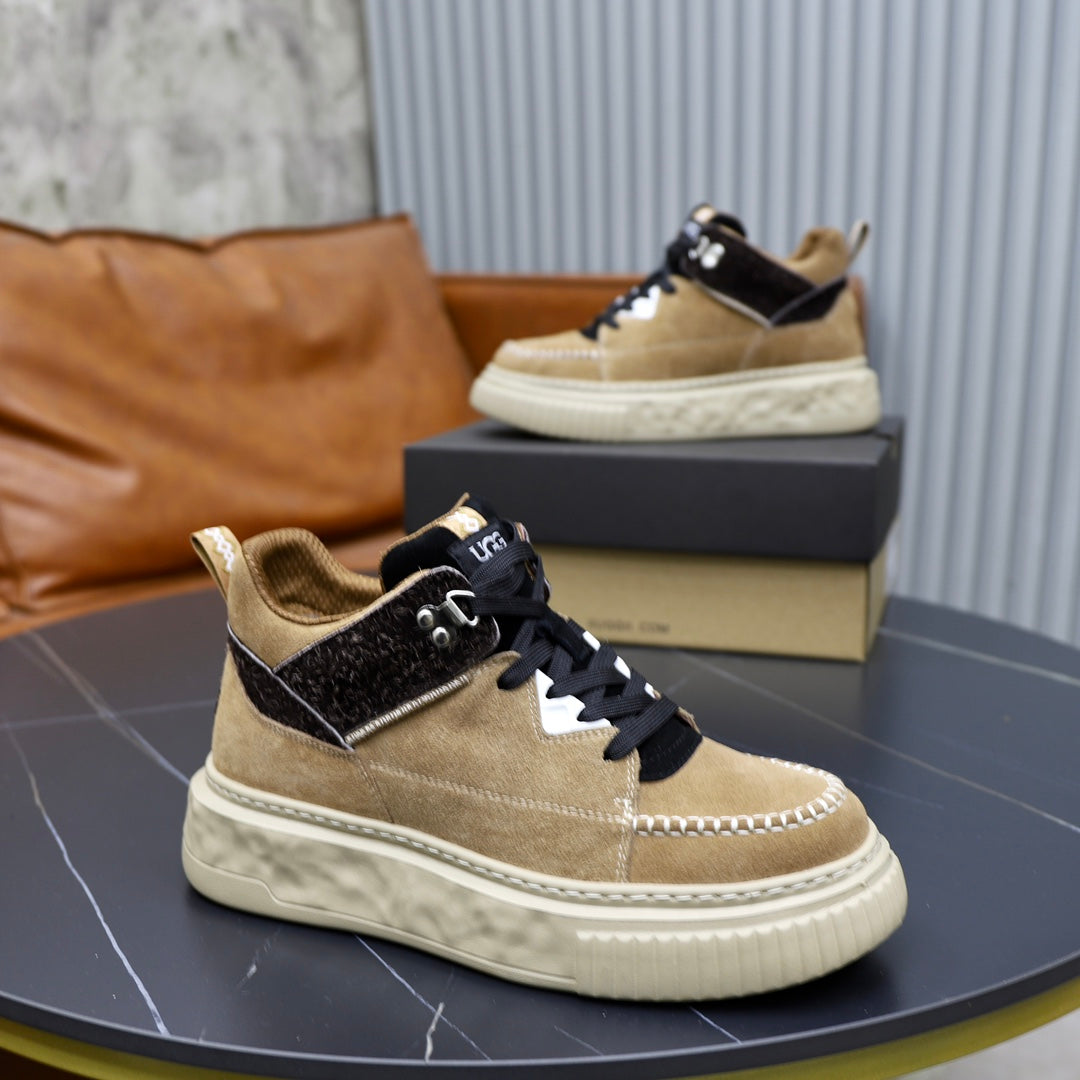 UGG Sand High-Top Sneakers with Black Contrast Panels