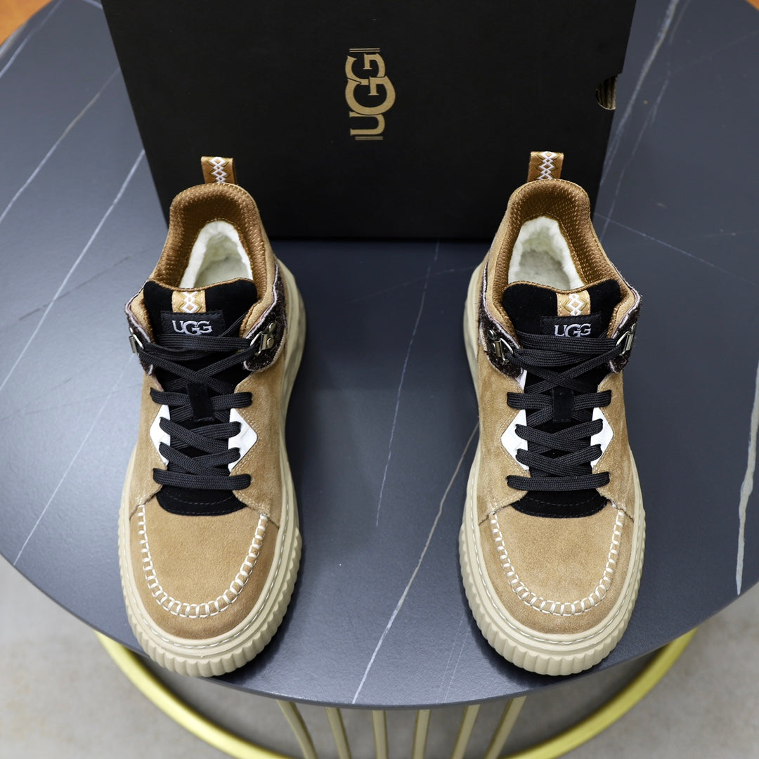 UGG Sand High-Top Sneakers with Black Contrast Panels