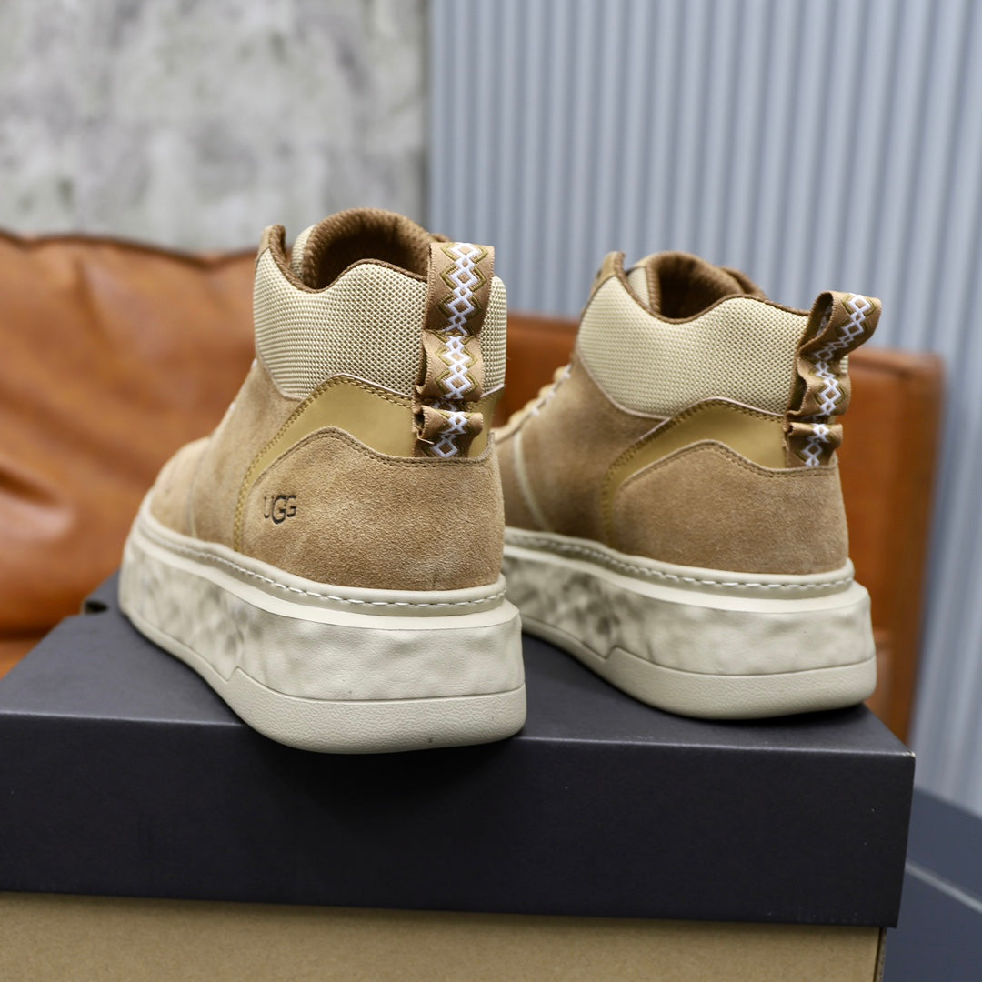 UGG Sand High-Top Sneakers with Textured Collar