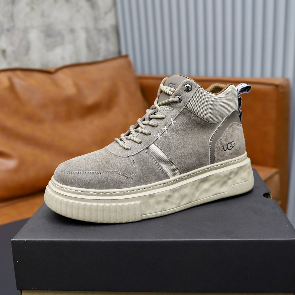 UGG Gray High-Top Sneakers with Textured Collar