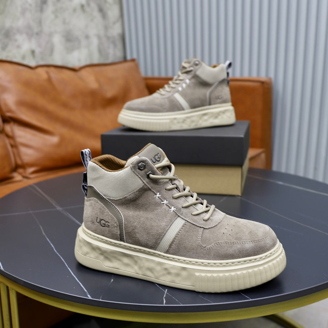 UGG Gray High-Top Sneakers with Textured Collar