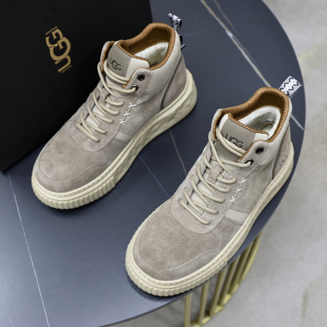 UGG Gray High-Top Sneakers with Textured Collar
