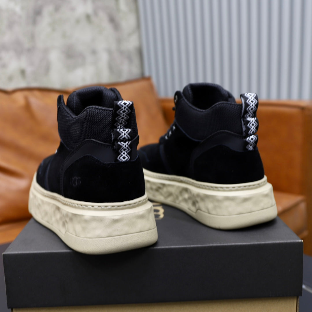 UGG Black High-Top Sneakers with Textured Collar