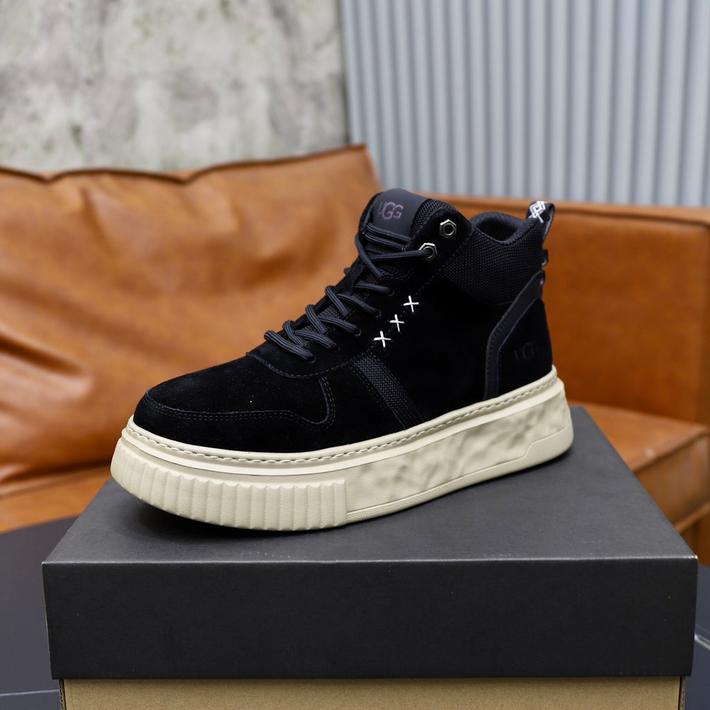 UGG Black High-Top Sneakers with Textured Collar