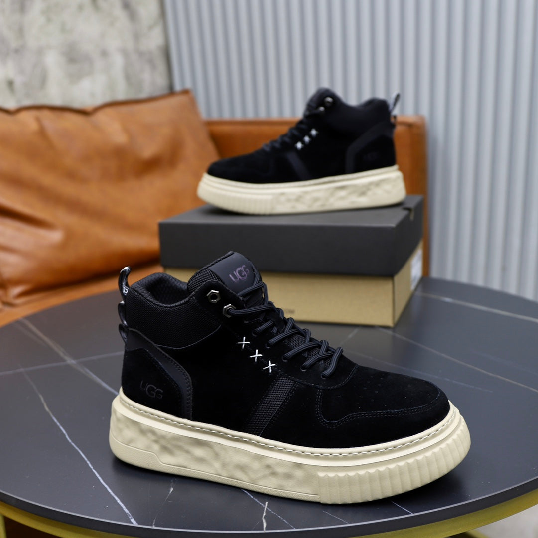 UGG Cross-Stitch High-Top Sneakers - Black & Cream