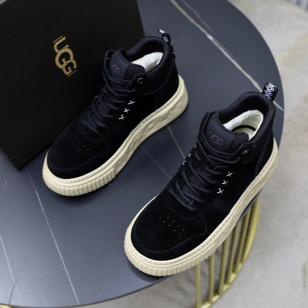 UGG Black High-Top Sneakers with Textured Collar