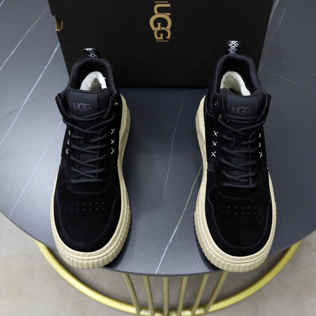 UGG Black High-Top Sneakers with Textured Collar