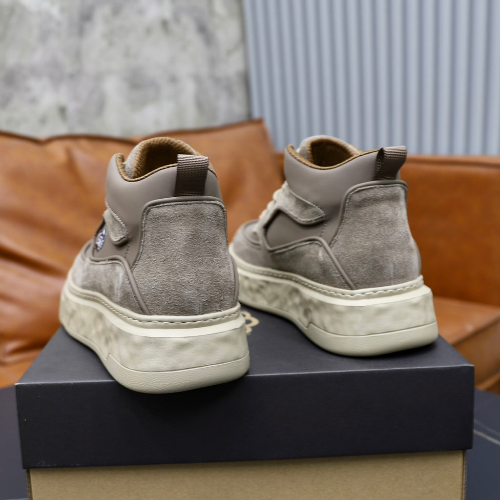 UGG Oval-Logo High-Top Sneakers - Taupe & Cream