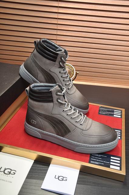 UGG Grey High-Top Lace-Up Sneakers with Fuzzy Lining