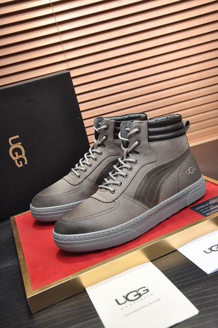 UGG Grey High-Top Lace-Up Sneakers with Fuzzy Lining