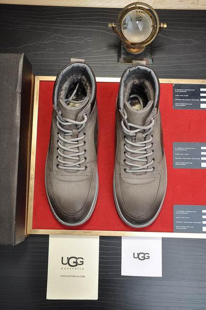 UGG Grey High-Top Lace-Up Sneakers with Fuzzy Lining