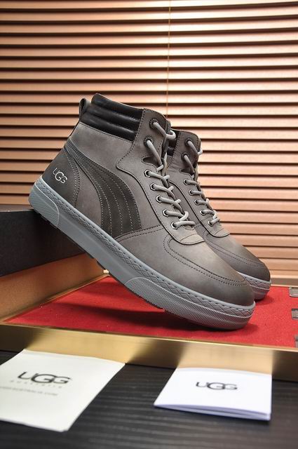 UGG Grey High-Top Lace-Up Sneakers with Fuzzy Lining