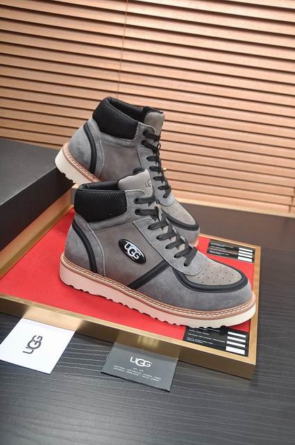 UGG Grey High-Top Sneakers with Beige Lug Sole