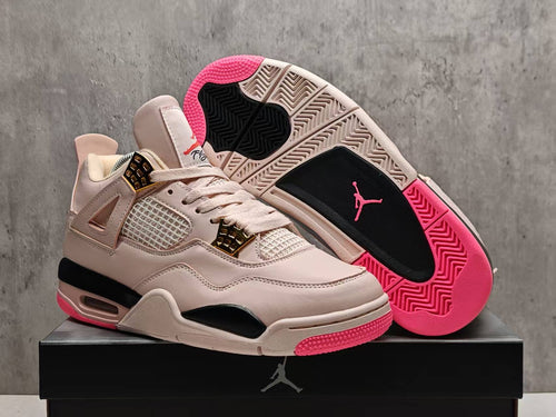 AJ4 Blush Pink & Gold-Accent Sneakers