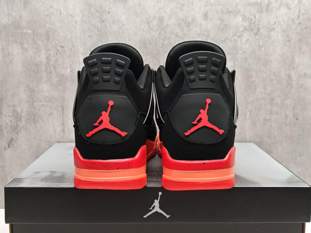 AJ4 Black & Coral Sneakers