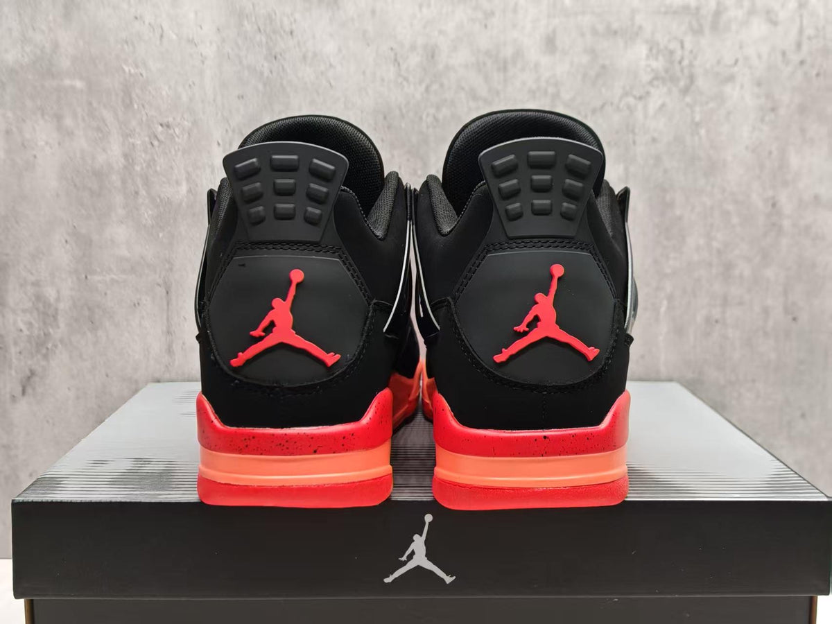 AJ4 Black & Coral Sneakers