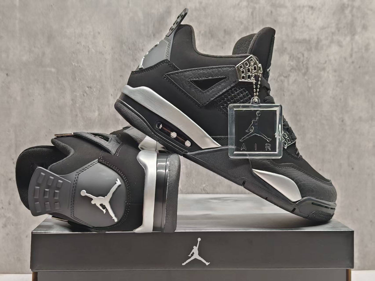 AJ4 Black & Silver Sneakers