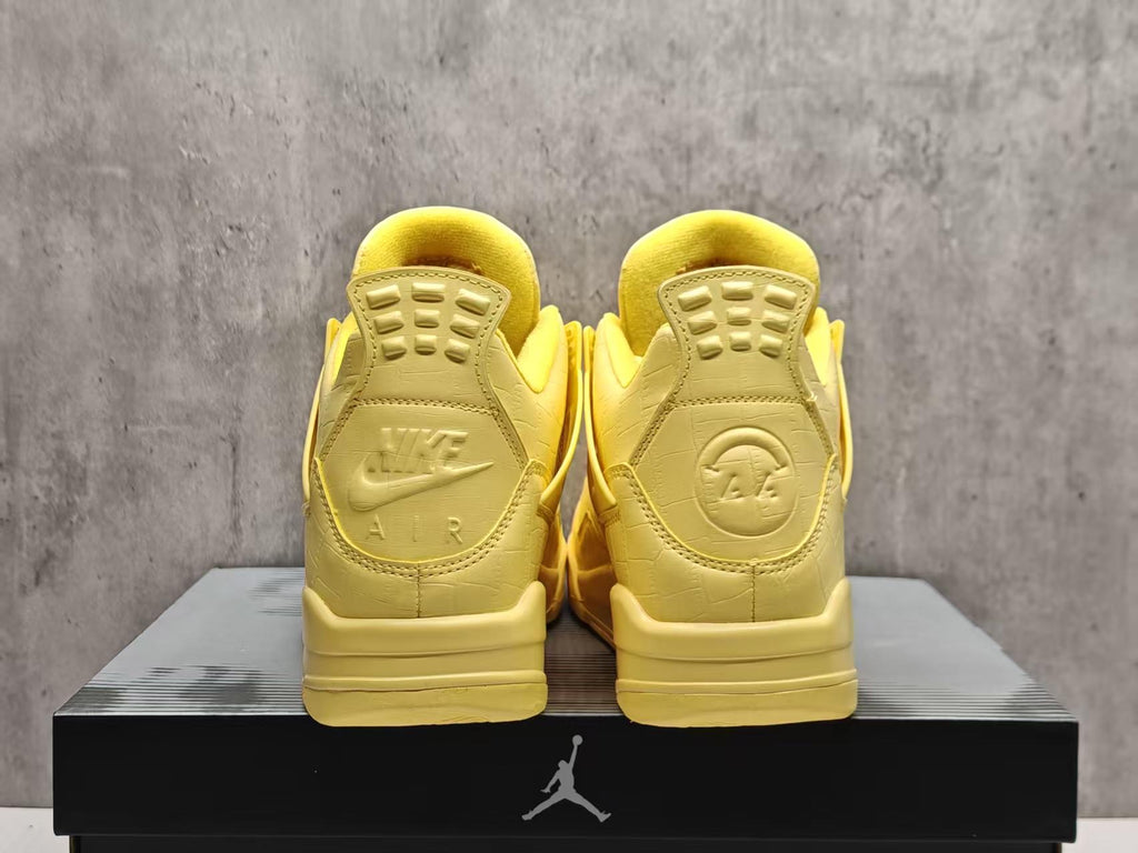 AJ4 Yellow Croc-Pattern Sneakers