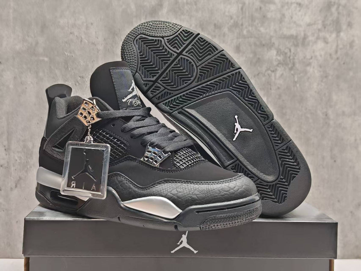 AJ4 Black & Silver Sneakers