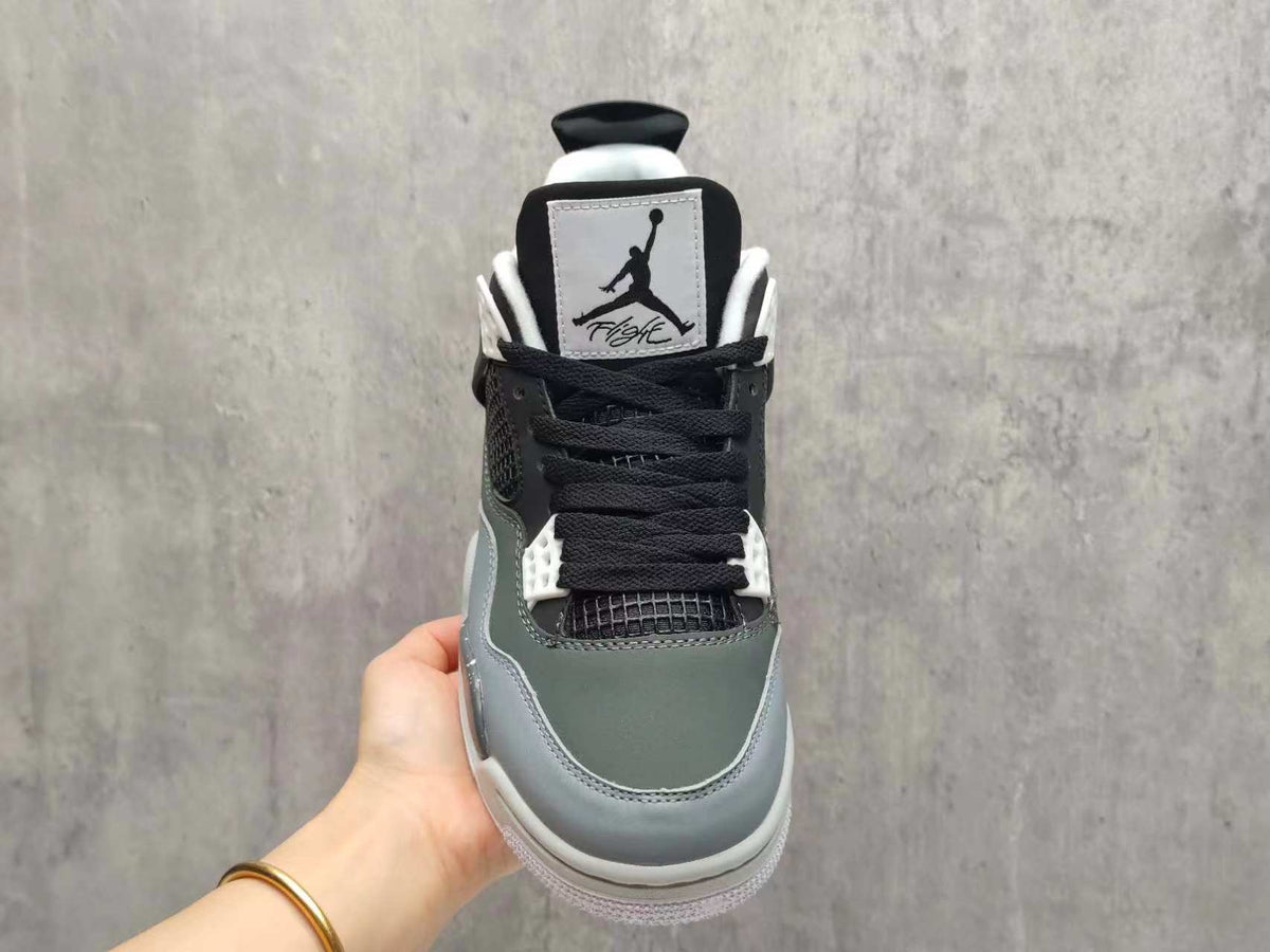 AJ4 Black & Grey-Green Speckled Sneakers
