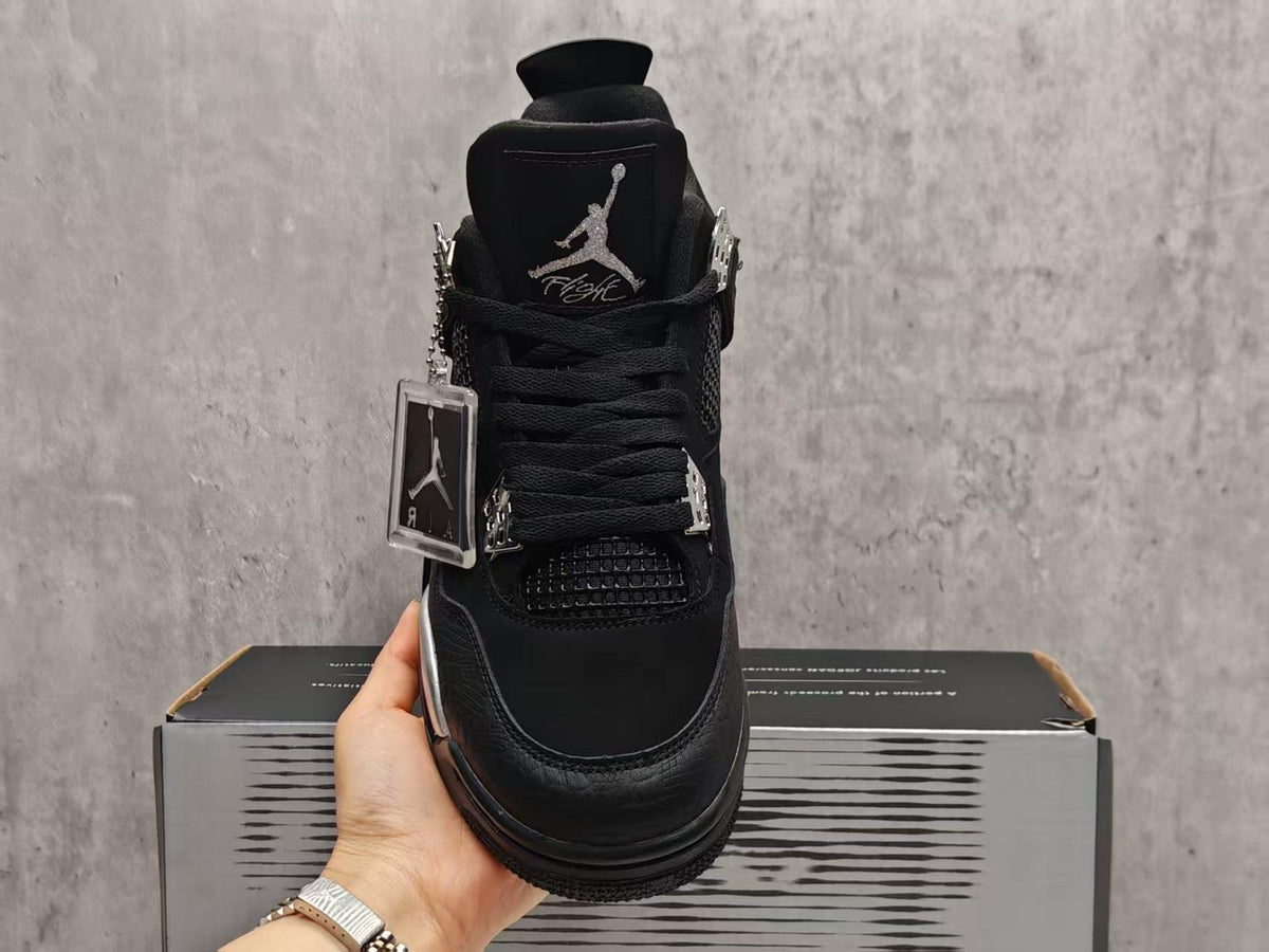 AJ4 Black & Silver Sneakers